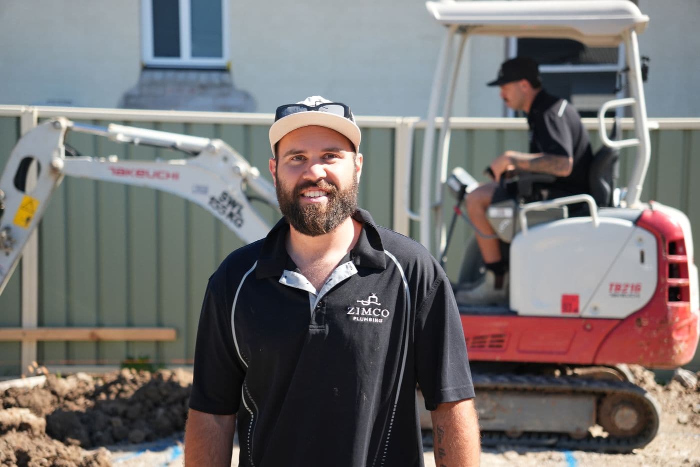 Zimco Plumbing crew member on a Newcastle job site